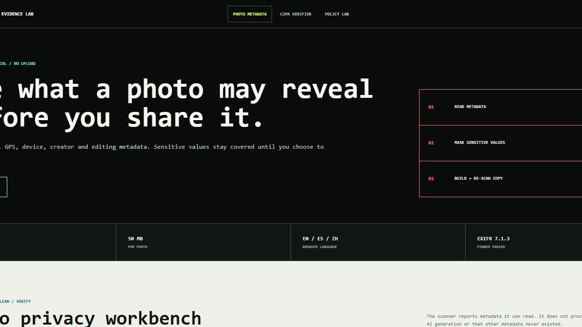 Local EXIF, GPS and photo privacy scanner